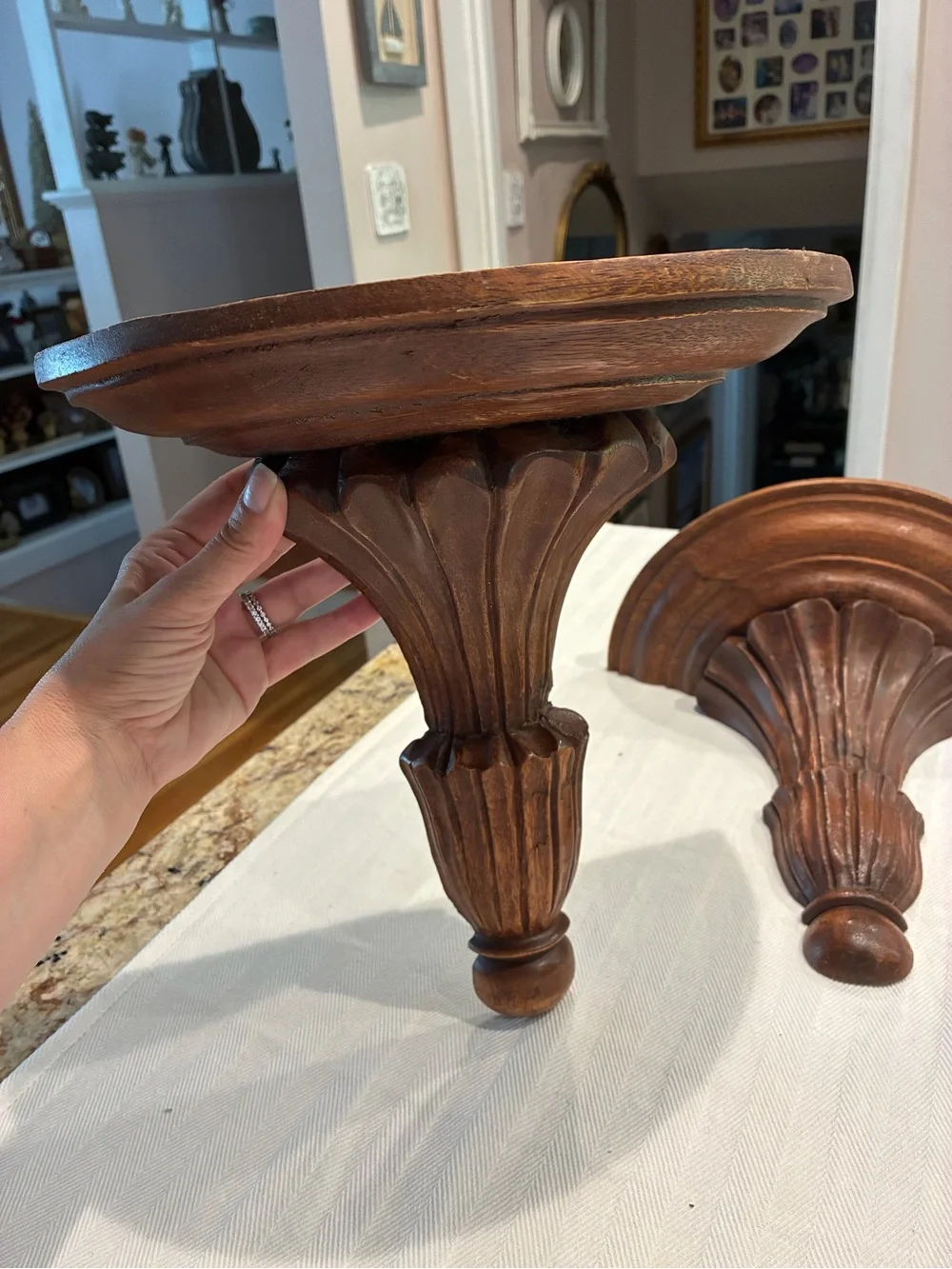 Vintage Ornate Carved Wood Wall Sconces wall shelves